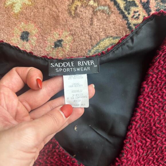 Saddle River Women's Medium Vest burgundy Textured Zip Up - Picture 3 of 3